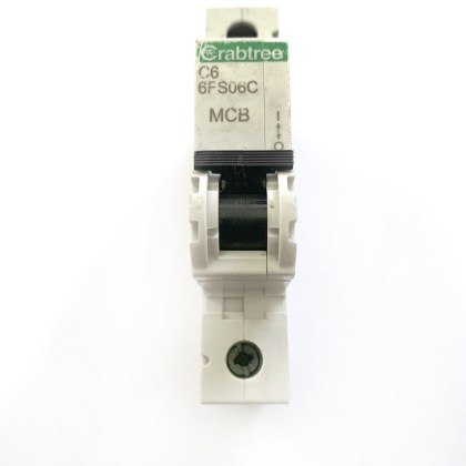 Crabtree 6FS06C White Clip C6 6A 6 Amp MCB Circuit Breaker Type C